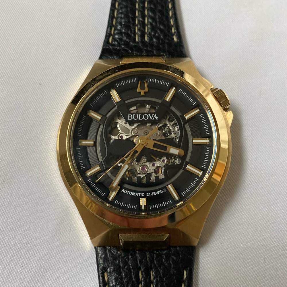 Leather Bulova Watch w/ Gold Hardware